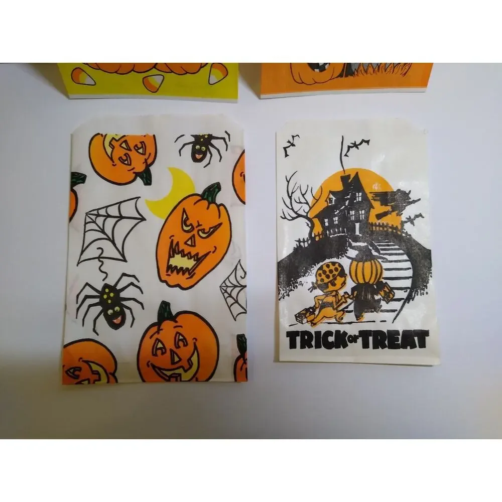 Halloween Candy Trick Or Treat Bags Pumpkins Haunted House Witch Spider Moon (4)